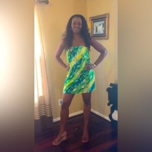 Green Tube Top Mini Summer Dress